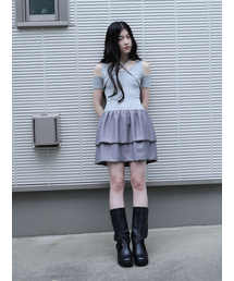 UGLY SHADOW（アグリーシャドウ）の「CANCAN PUMPKIN RIBBON DRESS(GREY)（ワンピース）」