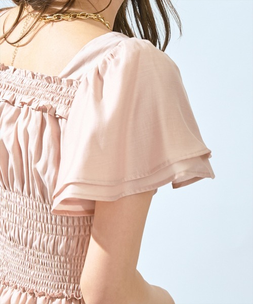 AND COUTURE(アンドクチュール)の「ウエストシャーリングブラウス(シャツ/ブラウス・レディース・ピンク/レッド/オフホワイト/ブラック/ブラウン/ブルー・FREE)」の21枚目の写真