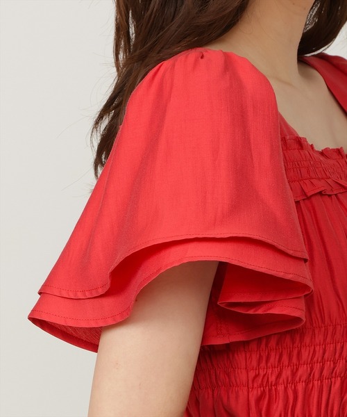 AND COUTURE(アンドクチュール)の「ウエストシャーリングブラウス(シャツ/ブラウス・レディース・ピンク/レッド/オフホワイト/ブラック/ブラウン/ブルー・FREE)」の17枚目の写真