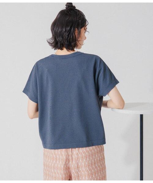 Park Slope NEWYORKER（パークスロープニューヨーカー）の「【ドライタッチ・着映え】クルーネックニットTシャツ（ニット/セーター・レディース・ブラック/ダークグレー/ホワイト・FREE）」の5枚目の写真