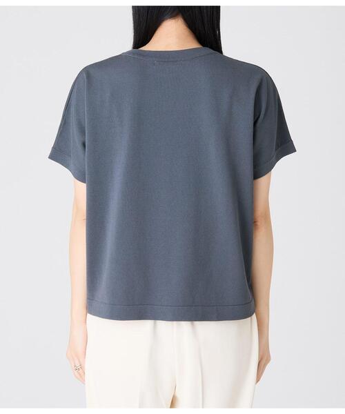 Park Slope NEWYORKER（パークスロープニューヨーカー）の「【ドライタッチ・着映え】クルーネックニットTシャツ（ニット/セーター・レディース・ブラック/ダークグレー/ホワイト・FREE）」の9枚目の写真