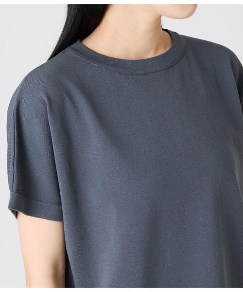 Park Slope NEWYORKER（パークスロープニューヨーカー）の「【ドライタッチ・着映え】クルーネックニットTシャツ（ニット/セーター・レディース・ブラック/ダークグレー/ホワイト・FREE）」の10枚目の写真