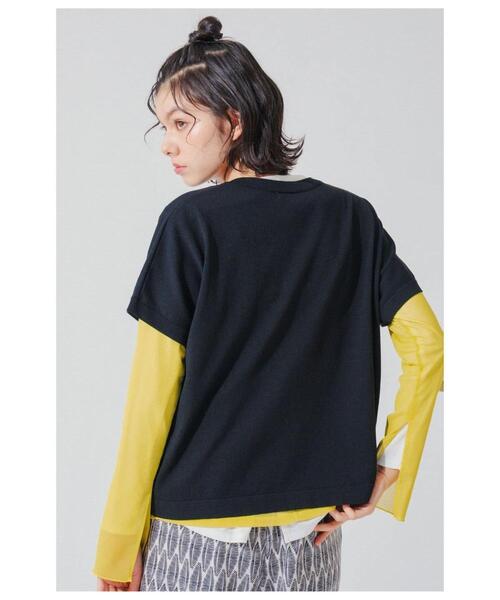 Park Slope NEWYORKER（パークスロープニューヨーカー）の「【ドライタッチ・着映え】クルーネックニットTシャツ（ニット/セーター・レディース・ブラック/ダークグレー/ホワイト・FREE）」の22枚目の写真