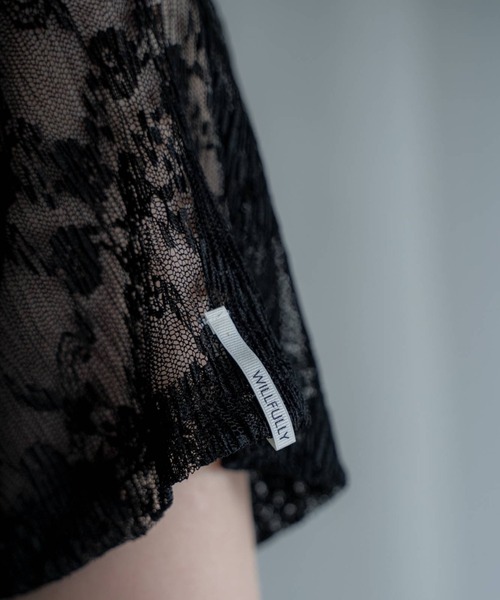 WILLFULLY(ウィルフリー)の「sheer floral pleated lace T-shirt(Tシャツ/カットソー・レディース・アイボリー/ブラック・FREE)」の8枚目の写真