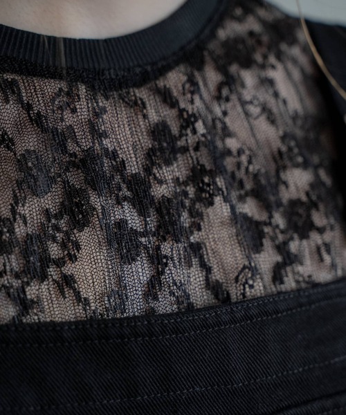 WILLFULLY(ウィルフリー)の「sheer floral pleated lace T-shirt(Tシャツ/カットソー・レディース・アイボリー/ブラック・FREE)」の9枚目の写真