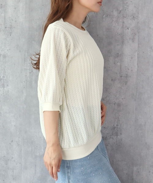 CECIL McBEE(セシルマクビー)の「カットジャガードプルオーバー(ニット/セーター・レディース・アイボリー/ブラック・MEDIUM/LARGE)」の7枚目の写真