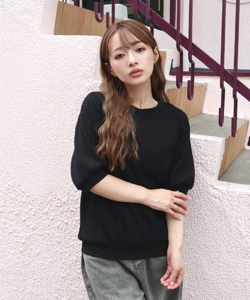 CECIL McBEE(セシルマクビー)の「カットジャガードプルオーバー(ニット/セーター・レディース・アイボリー/ブラック・MEDIUM/LARGE)」の3枚目の写真