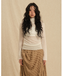 See-through turtleneck T-shirts Ivory (Ver. SS)