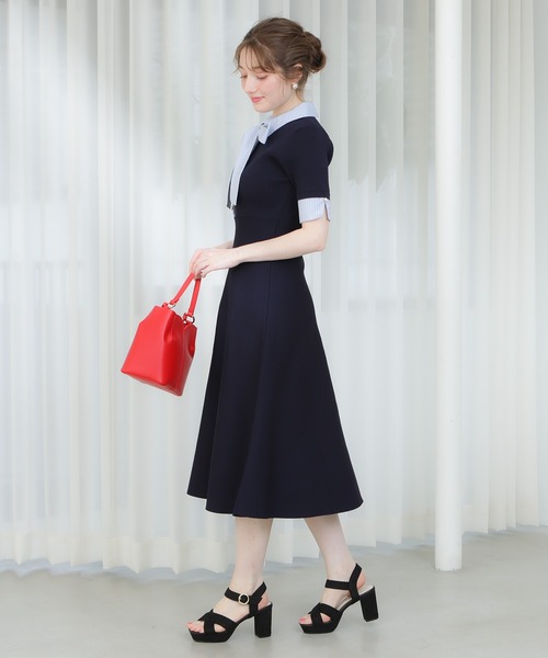 ASTORIA ODIER(アストリアオディール)の「リボンタイシャツイミテーションニットワンピース(ワンピース・レディース・ブラック/ネイビー/ライトグレー・MEDIUM)」の8枚目の写真