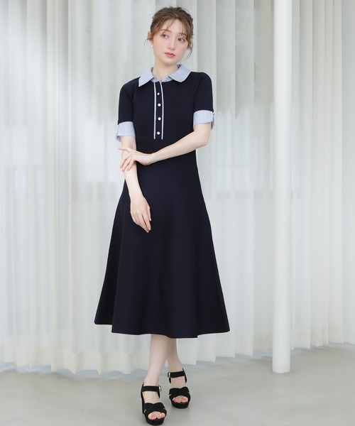ASTORIA ODIER(アストリアオディール)の「リボンタイシャツイミテーションニットワンピース(ワンピース・レディース・ブラック/ネイビー/ライトグレー・MEDIUM)」の11枚目の写真