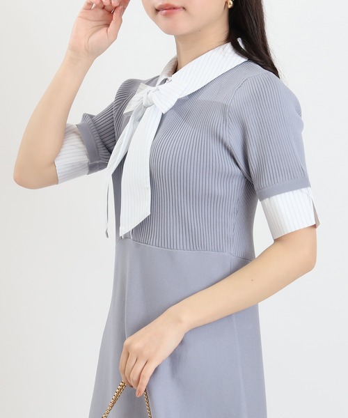 ASTORIA ODIER(アストリアオディール)の「リボンタイシャツイミテーションニットワンピース(ワンピース・レディース・ブラック/ネイビー/ライトグレー・MEDIUM)」の20枚目の写真