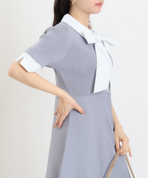 ASTORIA ODIER(アストリアオディール)の「リボンタイシャツイミテーションニットワンピース(ワンピース・レディース・ブラック/ネイビー/ライトグレー・MEDIUM)」の21枚目の写真