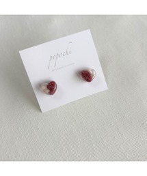 【popochi】ハート ピアス レジン シンプル 大人 上品 ミニピアス 軽量 デイリー ドライフラワー(MA)