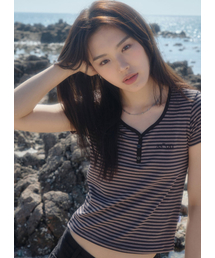 ASON（アズオン）の「CANDY STRIPE T / BLACK（Tシャツ/カットソー）」
