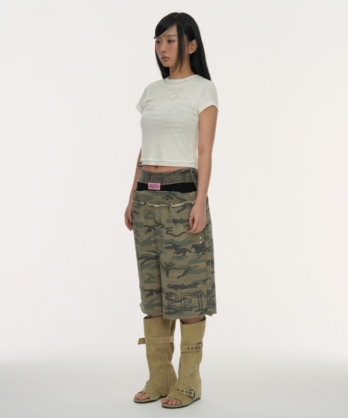 GILAARCHIVE（ギラアーカイブ）の「LAYERED DOODLE SHEER CROP T-SHIRTS_IVORY（Tシャツ/カットソー・レディース・その他・FREE）」の3枚目の写真