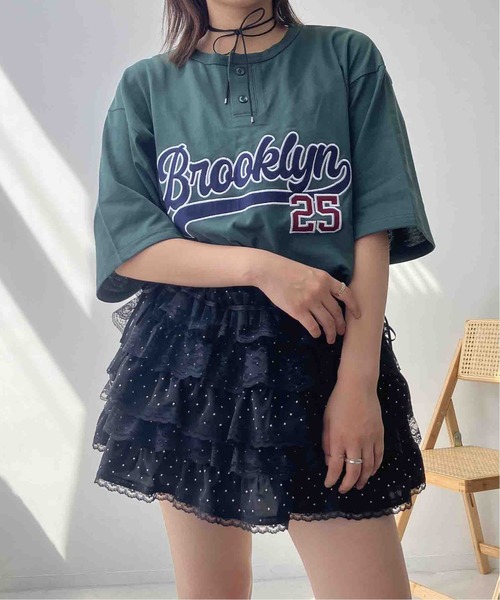 AS KNOW AS plus(アズノゥアズプラス)の「〇ヘンリーネック フロントロゴビッグサイズTシャツ【UNISEX ITEM】(Tシャツ/カットソー・レディース・オートミール/ブラック/ダークグリーン・FREE)」の14枚目の写真