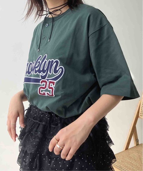 AS KNOW AS plus(アズノゥアズプラス)の「〇ヘンリーネック フロントロゴビッグサイズTシャツ【UNISEX ITEM】(Tシャツ/カットソー・レディース・オートミール/ブラック/ダークグリーン・FREE)」の12枚目の写真