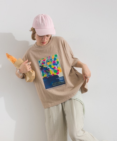 Figgle（フィグル）の「カラフル リゾート フォト TEE（Tシャツ/カットソー・レディース・ベージュ/オフホワイト・FREE）」の16枚目の写真