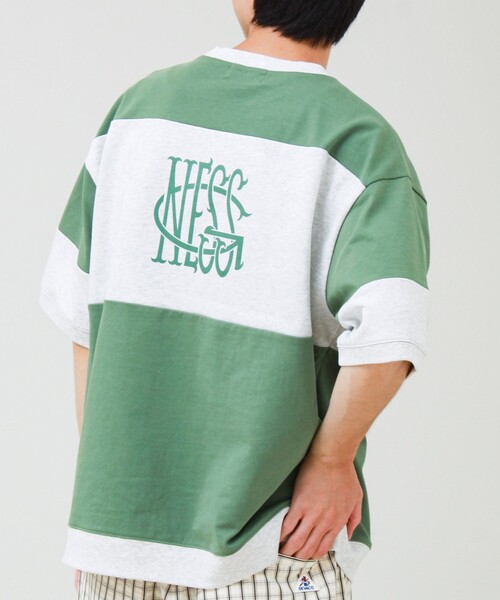 GLOSTER(グロスター)の「【バックプリントが映える】切り替え GOODNESS オーバーストライプ Tシャツ(Tシャツ/カットソー・メンズ・ブラック系その他/グリーン系その他/ブルー系その他・L/M/S)」の3枚目の写真