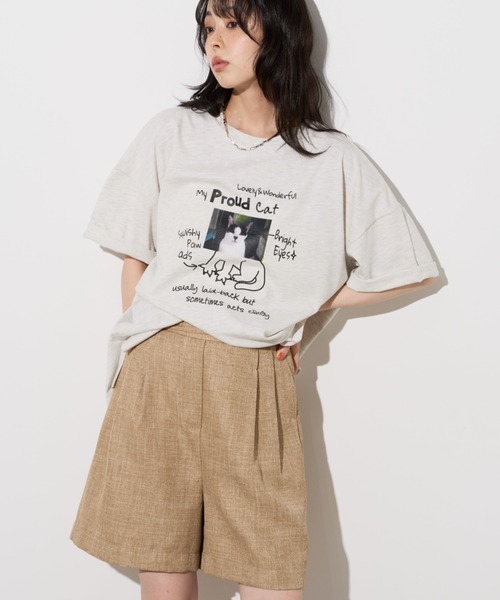 Unitage（ユニテージ）の「落書きネコプリントTEE（Tシャツ/カットソー・レディース・ホワイト/ピンク/ライトグレー・FREE）」の17枚目の写真