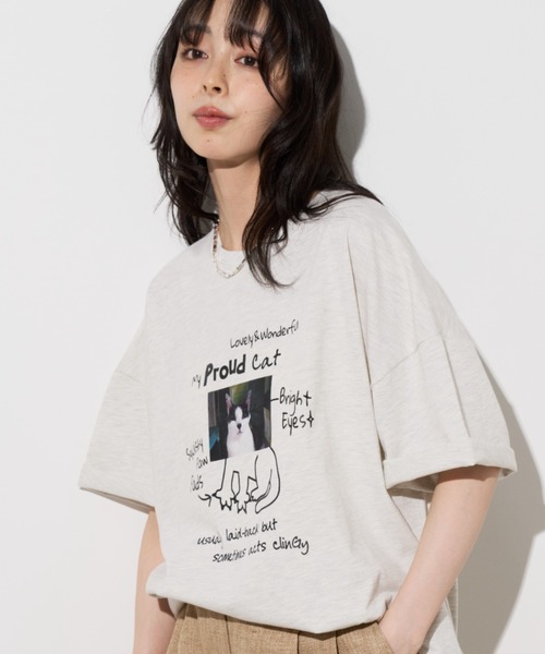 Unitage（ユニテージ）の「落書きネコプリントTEE（Tシャツ/カットソー・レディース・ホワイト/ピンク/ライトグレー・FREE）」の15枚目の写真