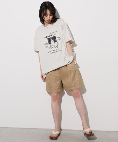 Unitage（ユニテージ）の「落書きネコプリントTEE（Tシャツ/カットソー・レディース・ホワイト/ピンク/ライトグレー・FREE）」の18枚目の写真