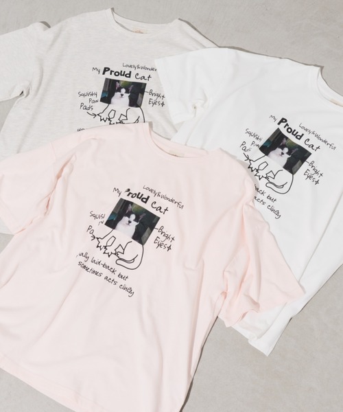 Unitage（ユニテージ）の「落書きネコプリントTEE（Tシャツ/カットソー・レディース・ホワイト/ピンク/ライトグレー・FREE）」の19枚目の写真