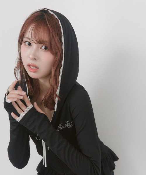 OLIVE des OLIVE(オリーブデオリーブ)の「【紫外線遮蔽率90%以上】UVパーカー(パーカー・レディース・オフホワイト/ブラック/ホワイト/ピンク・FREE)」の8枚目の写真