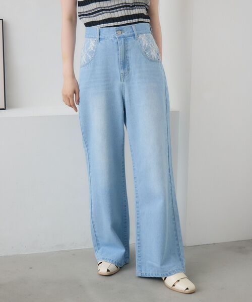 RETRO GIRL(レトロガール)の「レースポケットセミフレアデニムパンツ(デニムパンツ・レディース・ブルー/ブラック・MEDIUM/LARGE)」の14枚目の写真