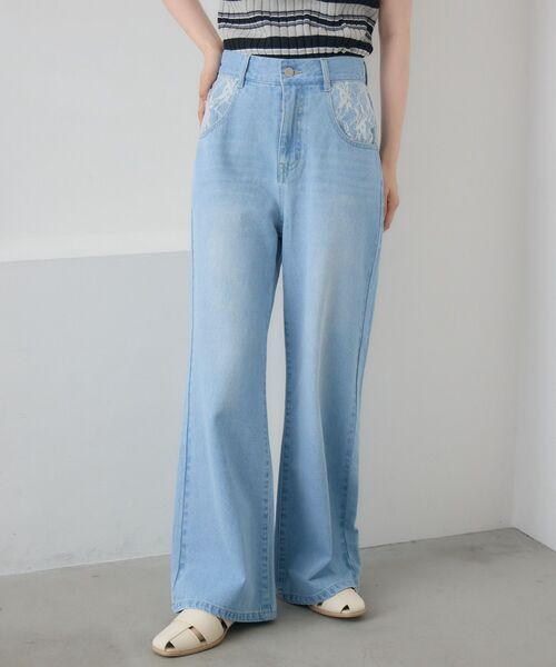 RETRO GIRL(レトロガール)の「レースポケットセミフレアデニムパンツ(デニムパンツ・レディース・ブルー/ブラック・MEDIUM/LARGE)」の3枚目の写真