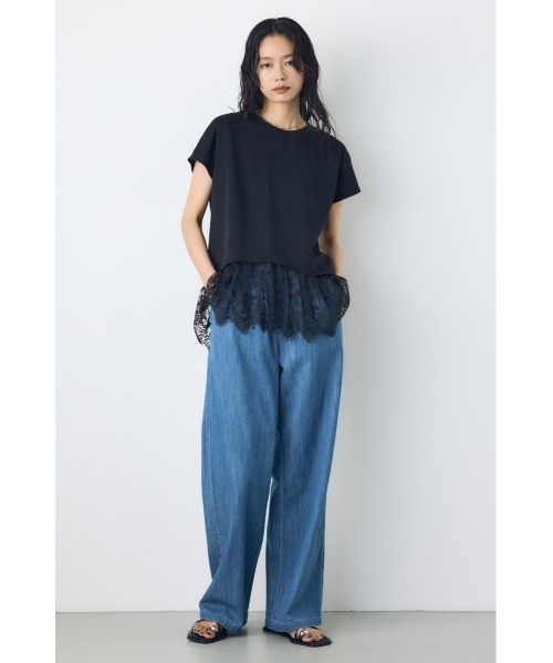 AZUL by moussy(アズールバイマウジー)の「【セットアップ対応】【身長/骨格別着用画像あり】ライトオンスデニムイージーパンツ(デニムパンツ・レディース・オフホワイト/ワンウォッシュ/ブルー・MEDIUM/SMALL)」の22枚目の写真