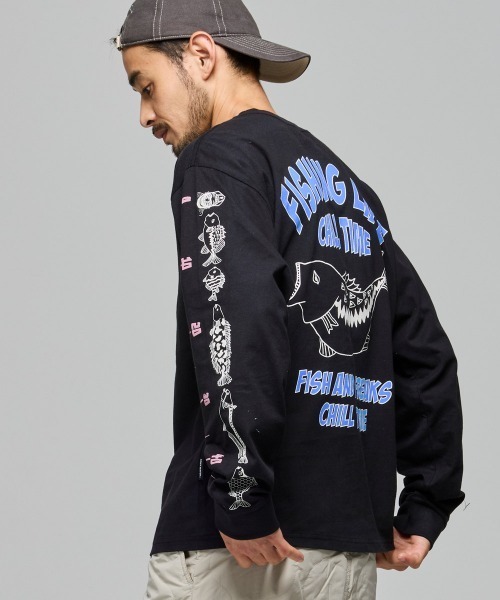 KRIFF MAYER(クリフメイヤー)の「チルタイムロンT(釣り)(Tシャツ/カットソー・メンズ・ブラック/ブルー/オリーブ/オフホワイト/グレー・LARGE/MEDIUM/X-LARGE)」の1枚目の写真