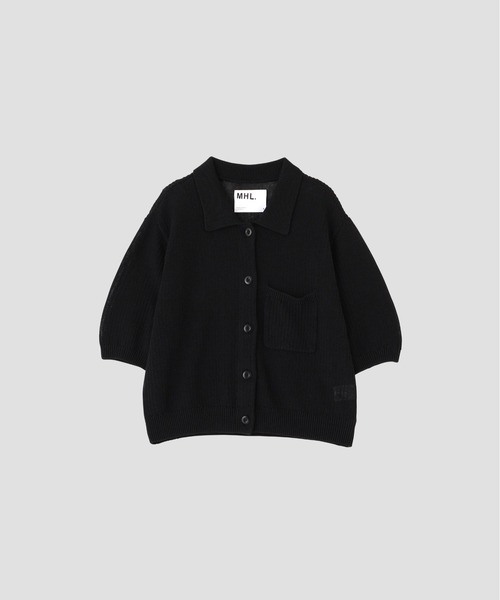 MHL.(エムエイチエル)の「IRREGULAR RIB COTTON LINEN(カーディガン/ボレロ・レディース・ブラック/オフホワイト・2)」の7枚目の写真
