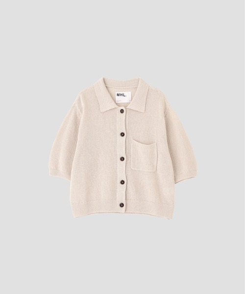 MHL.(エムエイチエル)の「IRREGULAR RIB COTTON LINEN(カーディガン/ボレロ・レディース・ブラック/オフホワイト・2)」の4枚目の写真