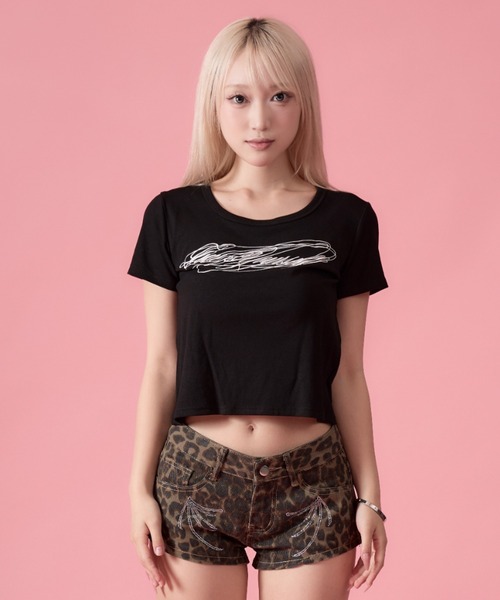 mindseeker girls(マインドシーカーガールズ)の「Distortion Cropped T-Shirt / ディストーションクロップドTシャツ(Tシャツ/カットソー・レディース・ホワイト/グレー/ブラック・FREE)」の12枚目の写真