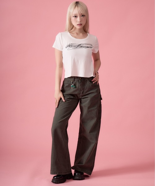 mindseeker girls(マインドシーカーガールズ)の「Distortion Cropped T-Shirt / ディストーションクロップドTシャツ(Tシャツ/カットソー・レディース・ホワイト/グレー/ブラック・FREE)」の10枚目の写真