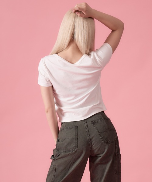 mindseeker girls(マインドシーカーガールズ)の「Distortion Cropped T-Shirt / ディストーションクロップドTシャツ(Tシャツ/カットソー・レディース・ホワイト/グレー/ブラック・FREE)」の7枚目の写真