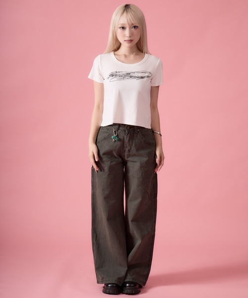 mindseeker girls(マインドシーカーガールズ)の「Distortion Cropped T-Shirt / ディストーションクロップドTシャツ(Tシャツ/カットソー・レディース・ホワイト/グレー/ブラック・FREE)」の8枚目の写真
