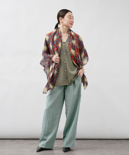 manipuri（マニプリ）の「manipuri マニプリ インドストール Etole 120x120cm（ストール/ショール・レディース・オレンジ・FREE）」の2枚目の写真