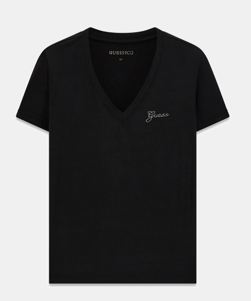 Guess(ゲス)の「MINI Logo V-Neck Tee Tシャツ Vネック(Tシャツ/カットソー・レディース・ブラック/ホワイト・SMALL/X-SMALL/LARGE/MEDIUM)」の10枚目の写真