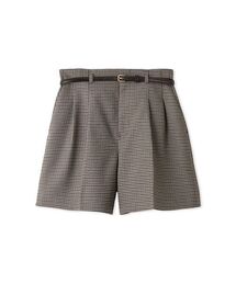 【セットアップ対応】ベルト付きタックショートパンツ