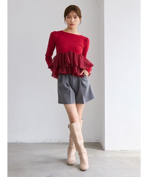 CELFORD（セルフォード）の「【セットアップ対応】ベルト付きタックショートパンツ（その他パンツ・レディース・グレー/ブラウン/ベージュ/ブラック・36/38）」の6枚目の写真