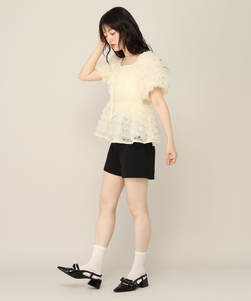 Heather(ヘザー)の「フラワーチュールブラウス(半袖) 1057354(シャツ/ブラウス・レディース・アイボリー/ピンク/ブラウン・FREE)」の11枚目の写真