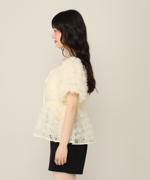 Heather(ヘザー)の「フラワーチュールブラウス(半袖) 1057354(シャツ/ブラウス・レディース・アイボリー/ピンク/ブラウン・FREE)」の7枚目の写真