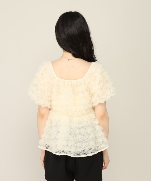 Heather(ヘザー)の「フラワーチュールブラウス(半袖) 1057354(シャツ/ブラウス・レディース・アイボリー/ピンク/ブラウン・FREE)」の8枚目の写真