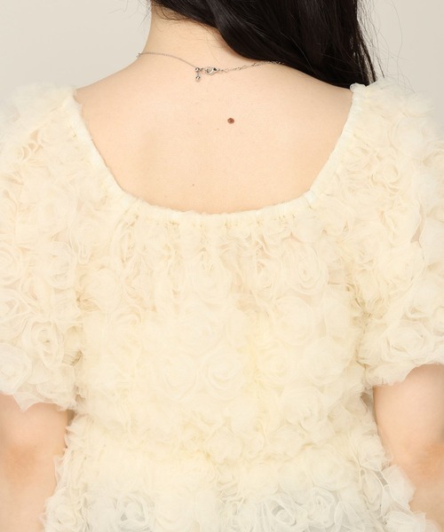 Heather(ヘザー)の「フラワーチュールブラウス(半袖) 1057354(シャツ/ブラウス・レディース・アイボリー/ピンク/ブラウン・FREE)」の4枚目の写真