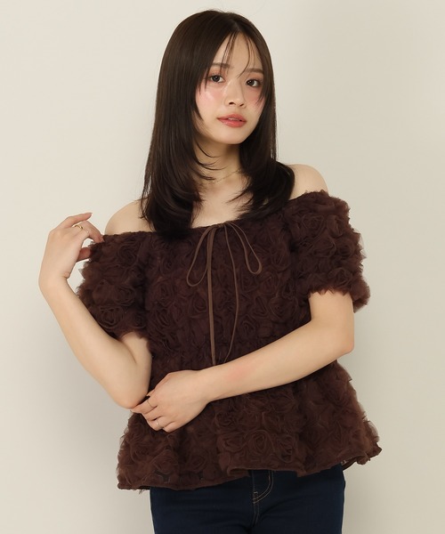 Heather(ヘザー)の「フラワーチュールブラウス(半袖) 1057354(シャツ/ブラウス・レディース・アイボリー/ピンク/ブラウン・FREE)」の22枚目の写真