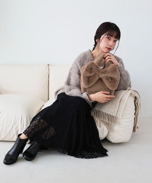 MIAN (ミアン)の「リボントートバッグ(トートバッグ・レディース・アイボリー/チャコール/モカ・FREE)」の19枚目の写真
