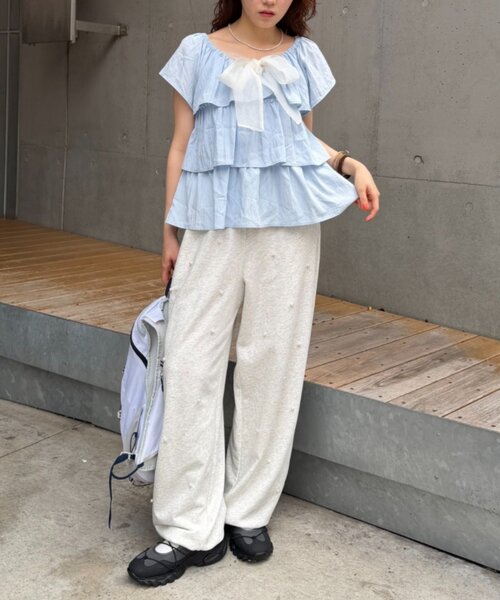 w closet（ダブルクローゼット）の「2WAYリボンブラウス（シャツ/ブラウス・レディース・オフホワイト/サックスブルー/ホワイト系その他/ブラック系その他・FREE）」の12枚目の写真