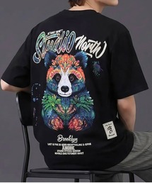 パンダ アートグラフィック バックプリント 半袖Tシャツ